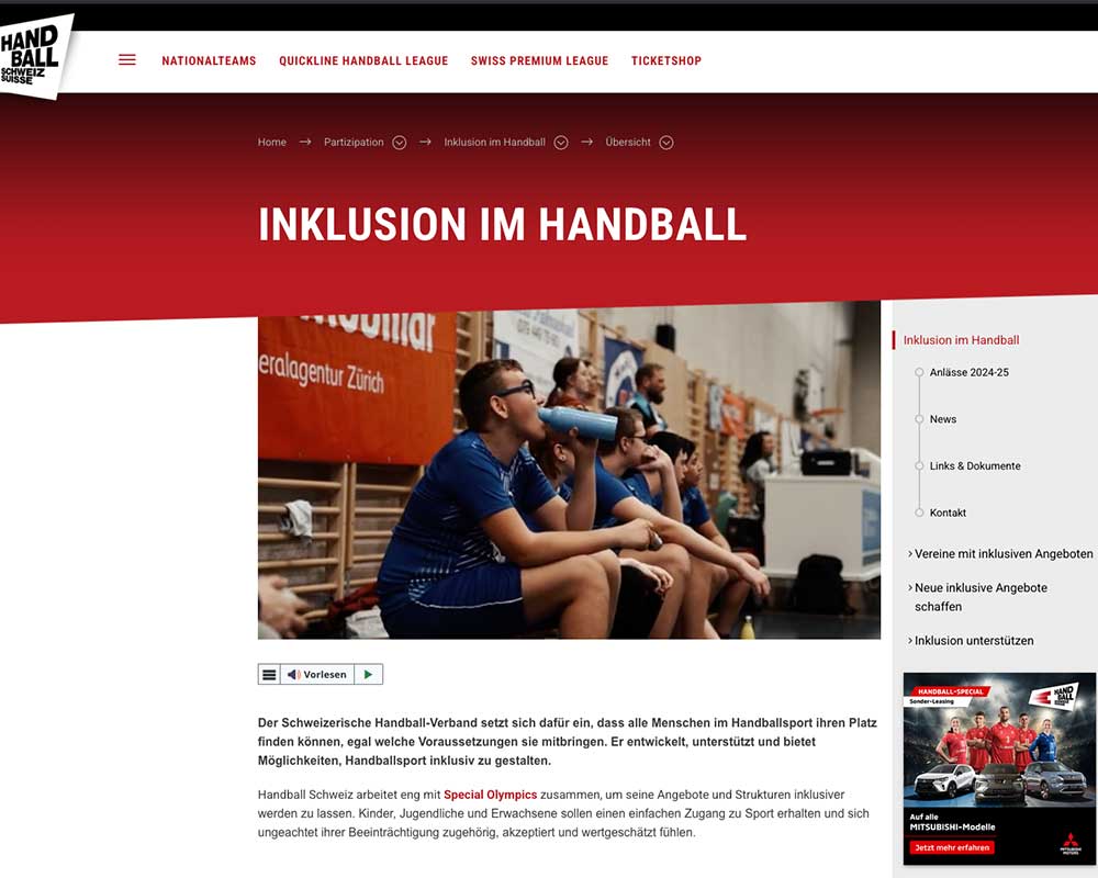 Équipe de presse inclusive de la Fédération suisse de handball